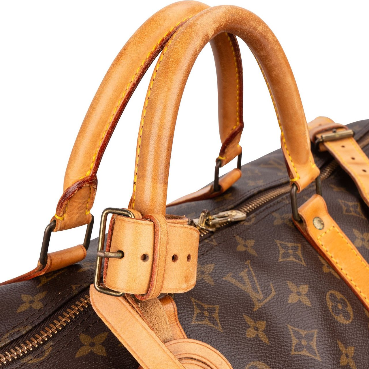 Louis Vuitton Monogram Canvas Keepall 60 Bandoulière Travel Bag Bruin