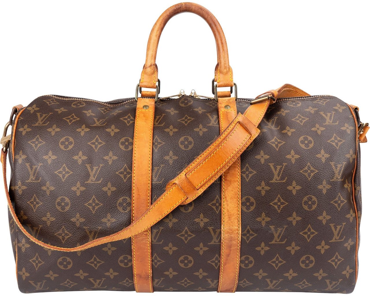 Louis Vuitton Monogram Canvas Keepall 45 Bandoulière Travel Bag Bruin