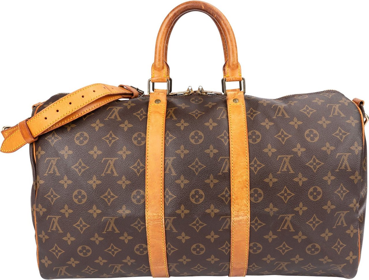 Louis Vuitton Monogram Canvas Keepall 45 Bandoulière Travel Bag Bruin