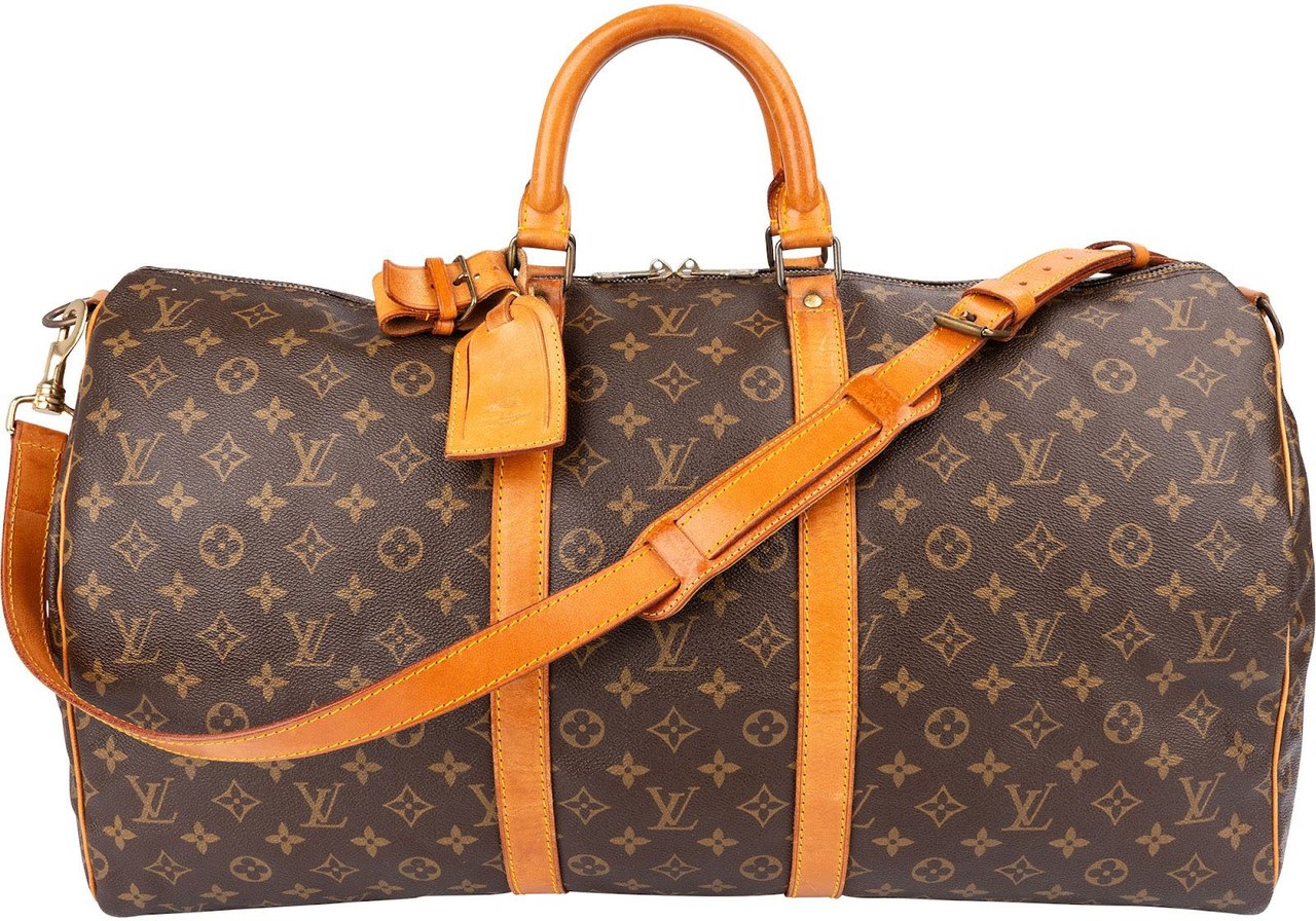 Louis Vuitton Monogram Canvas Keepall 55 Bandoulière Travel Bag Bruin