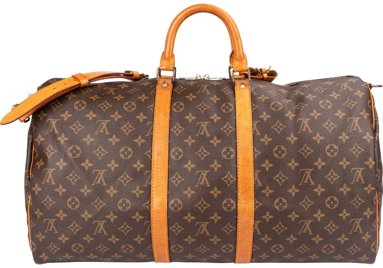 Louis Vuitton Monogram Canvas Keepall 55 Bandoulière Travel Bag Bruin