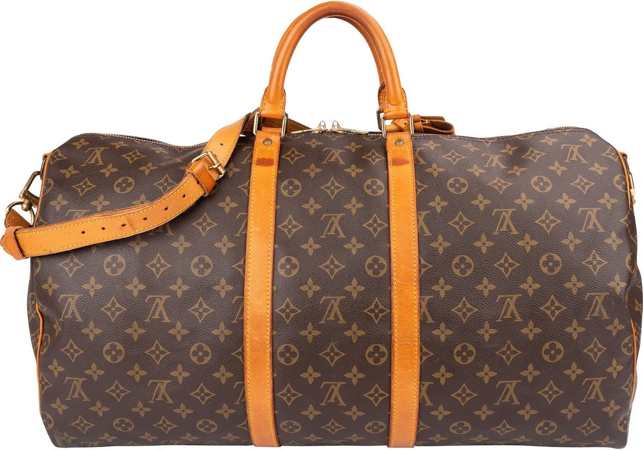 Louis Vuitton Monogram Canvas Keepall 55 Bandoulière Travel Bag Bruin