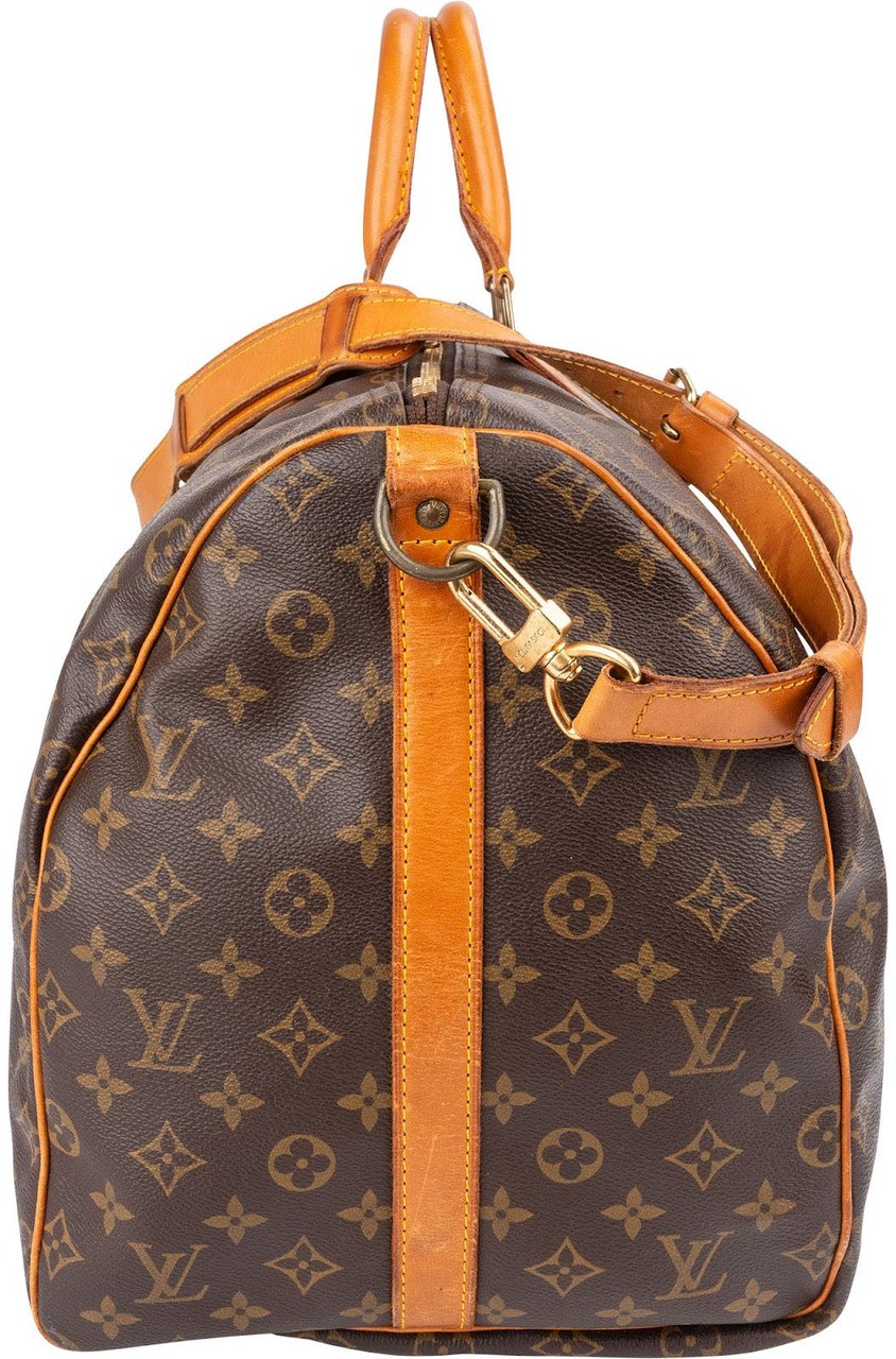 Louis Vuitton Monogram Canvas Keepall 55 Bandoulière Travel Bag Bruin