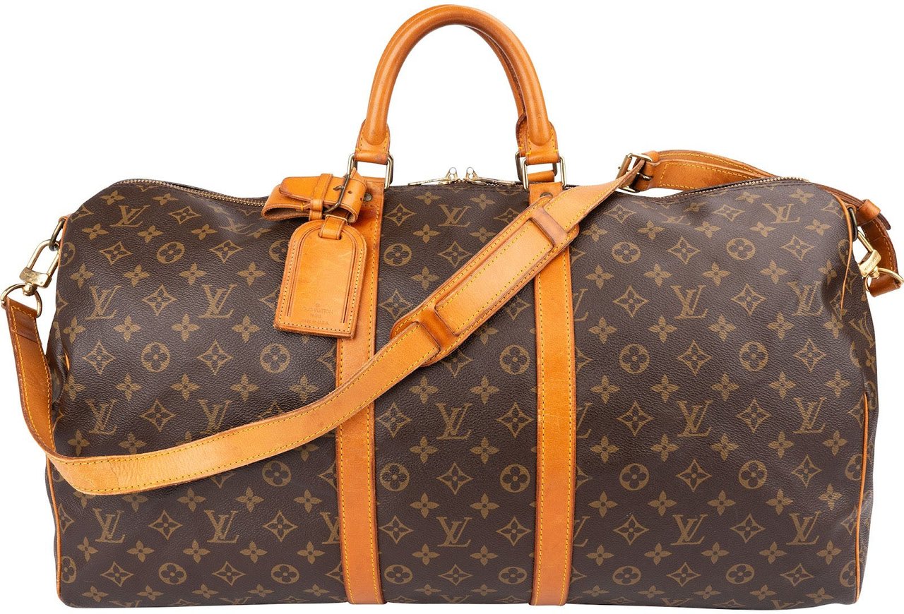 Louis Vuitton Monogram Canvas Keepall 55 Bandoulière Travel Bag Bruin