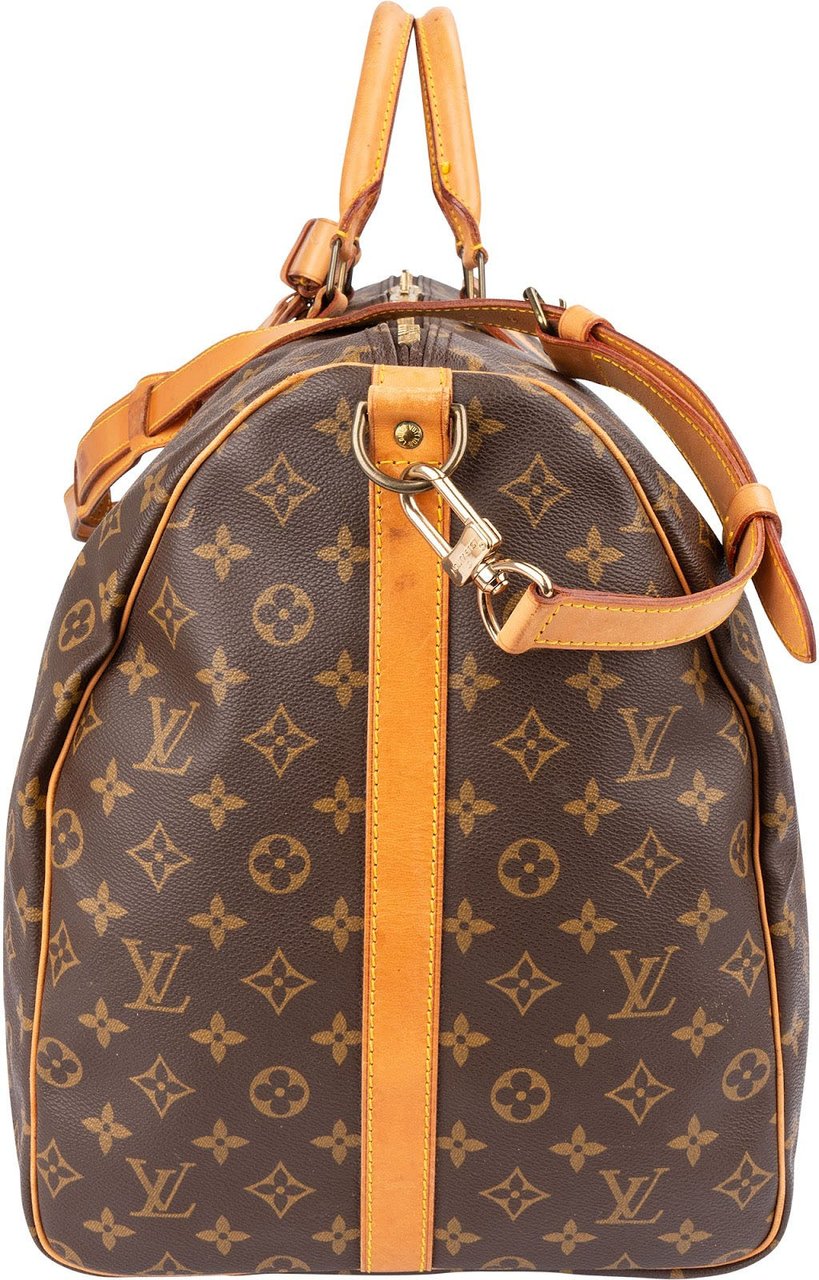 Louis Vuitton Monogram Canvas Keepall 60 Bandoulière Travel Bag Bruin