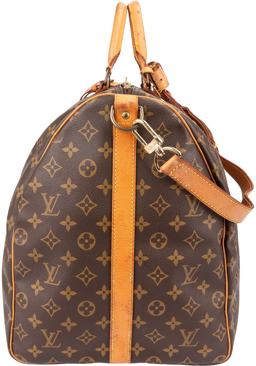 Louis Vuitton Monogram Canvas Keepall 60 Bandoulière Travel Bag Bruin