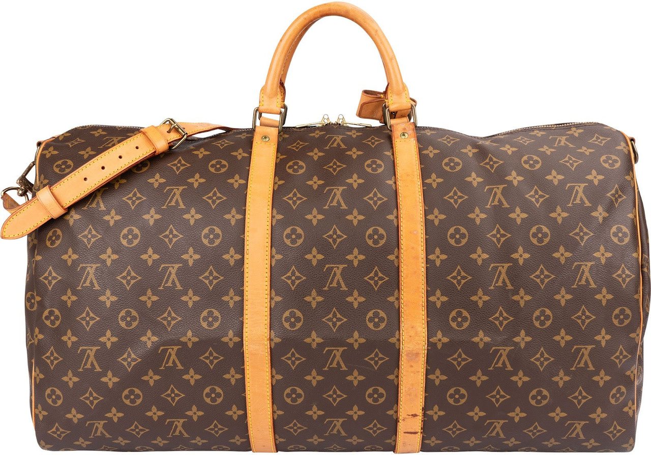 Louis Vuitton Monogram Canvas Keepall 60 Bandoulière Travel Bag Bruin