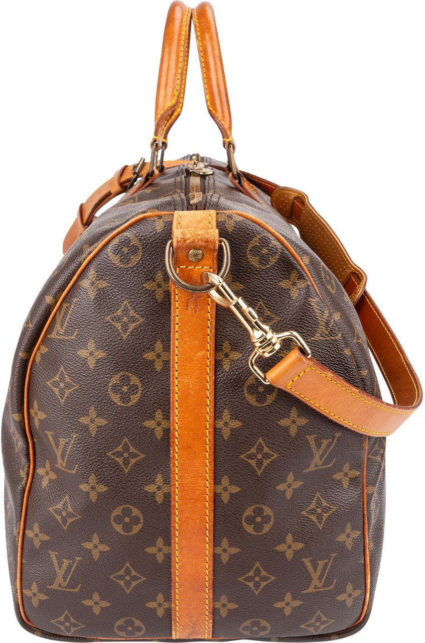 Louis Vuitton Monogram Canvas Keepall 50 Bandoulière Travel Bag Bruin