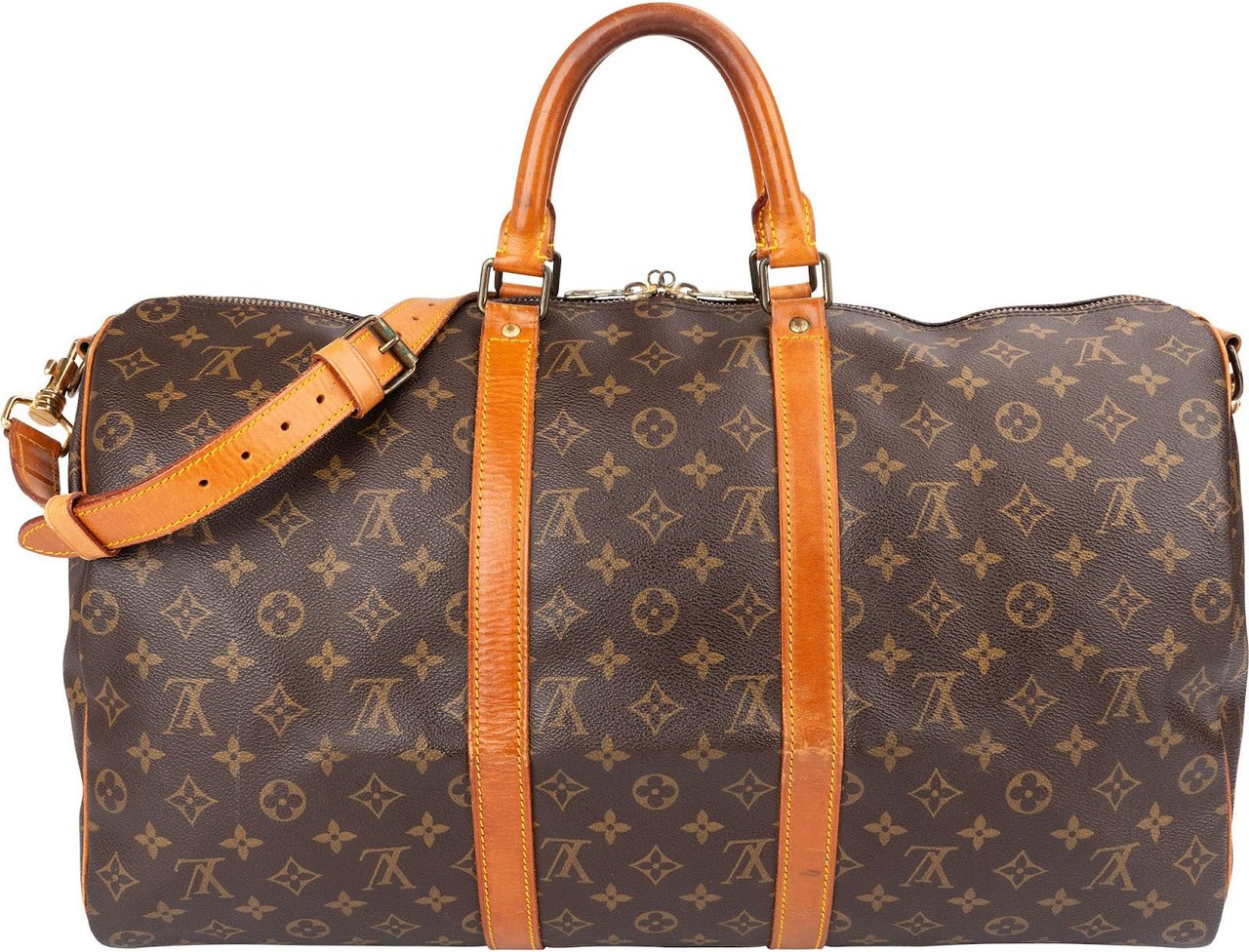 Louis Vuitton Monogram Canvas Keepall 50 Bandoulière Travel Bag Bruin