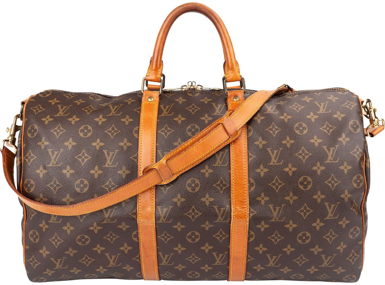 Louis Vuitton Monogram Canvas Keepall 50 Bandoulière Travel Bag Bruin