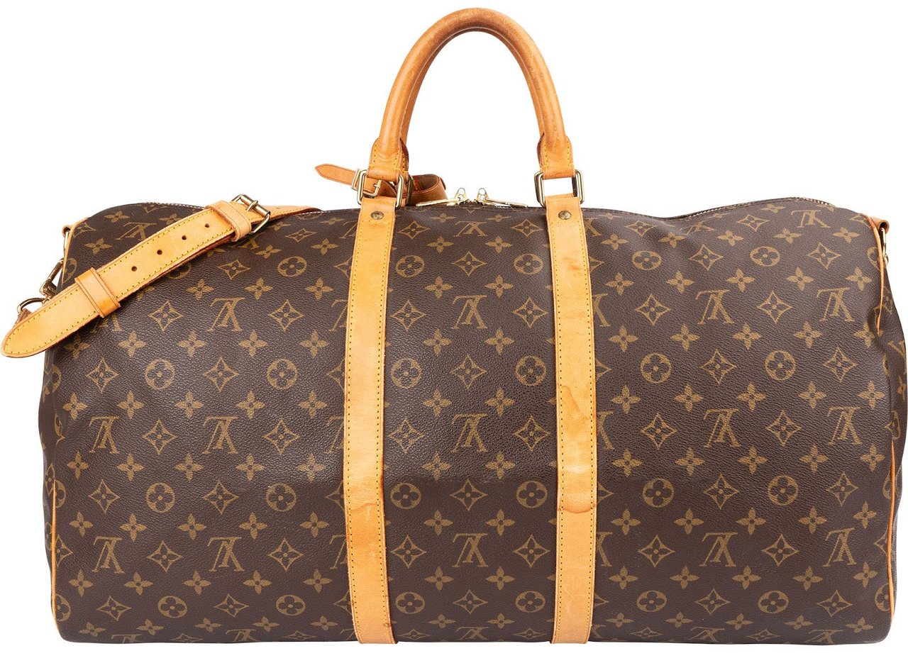 Louis Vuitton Monogram Canvas Keepall 55 Bandoulière Travel Bag Bruin