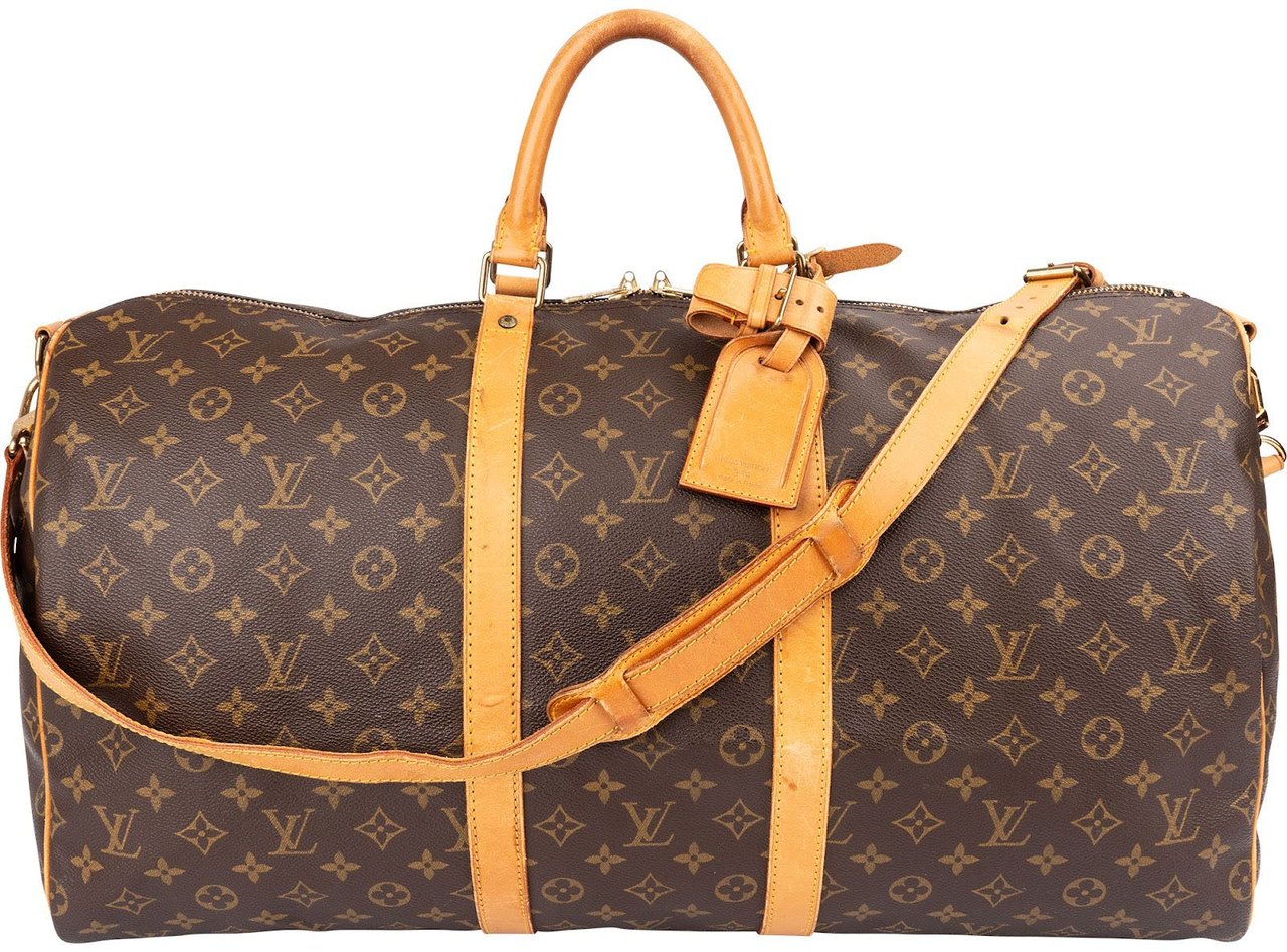 Louis Vuitton Monogram Canvas Keepall 55 Bandoulière Travel Bag Bruin