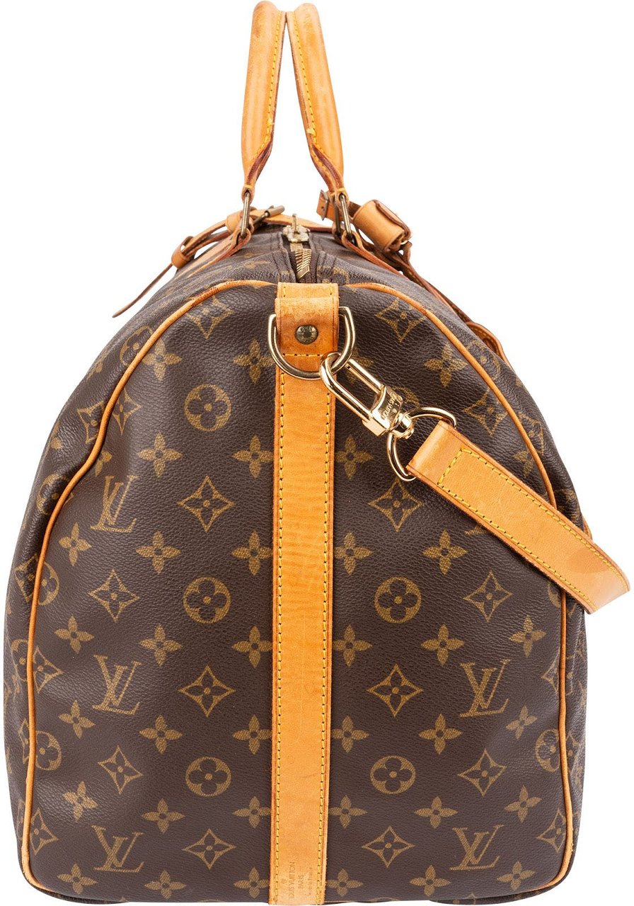 Louis Vuitton Monogram Canvas Keepall 55 Bandoulière Travel Bag Bruin