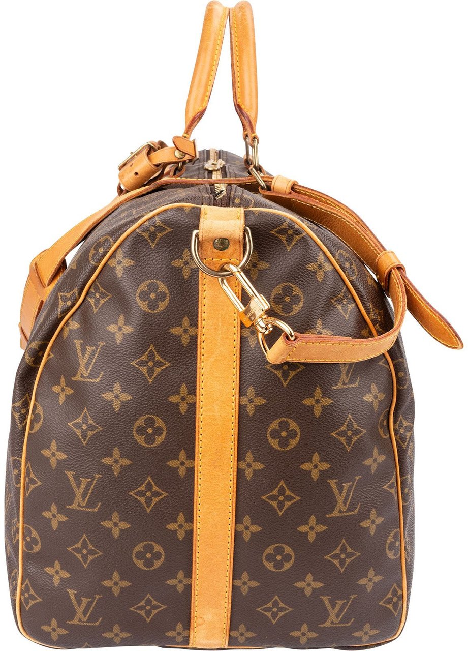 Louis Vuitton Monogram Canvas Keepall 55 Bandoulière Travel Bag Bruin