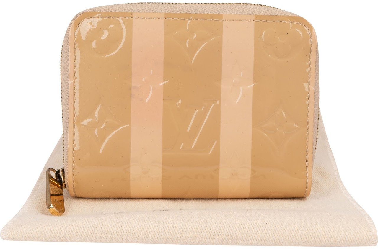 Louis Vuitton Monogram Vernis Rayures Striped Zippy Coin Wallet Beige