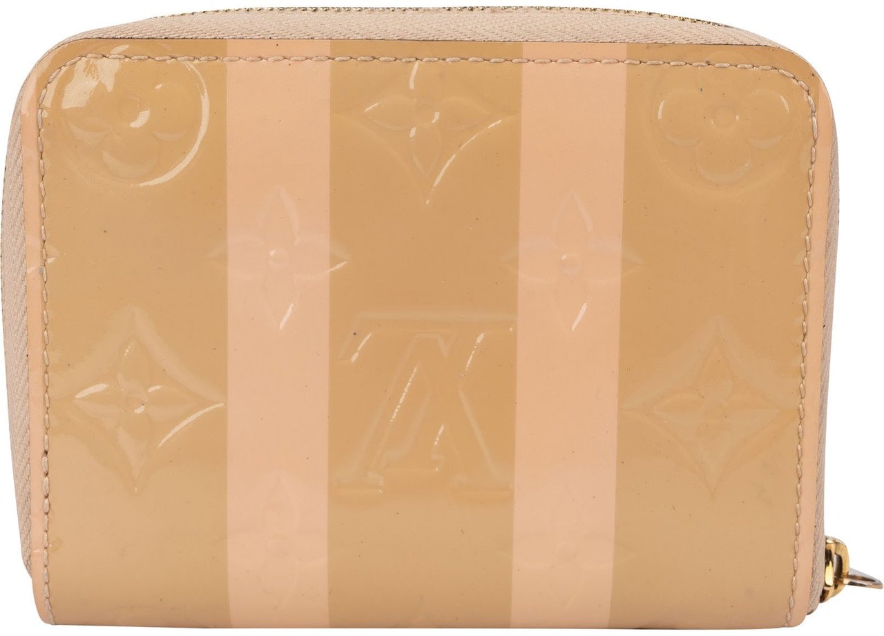 Louis Vuitton Monogram Vernis Rayures Striped Zippy Coin Wallet Beige