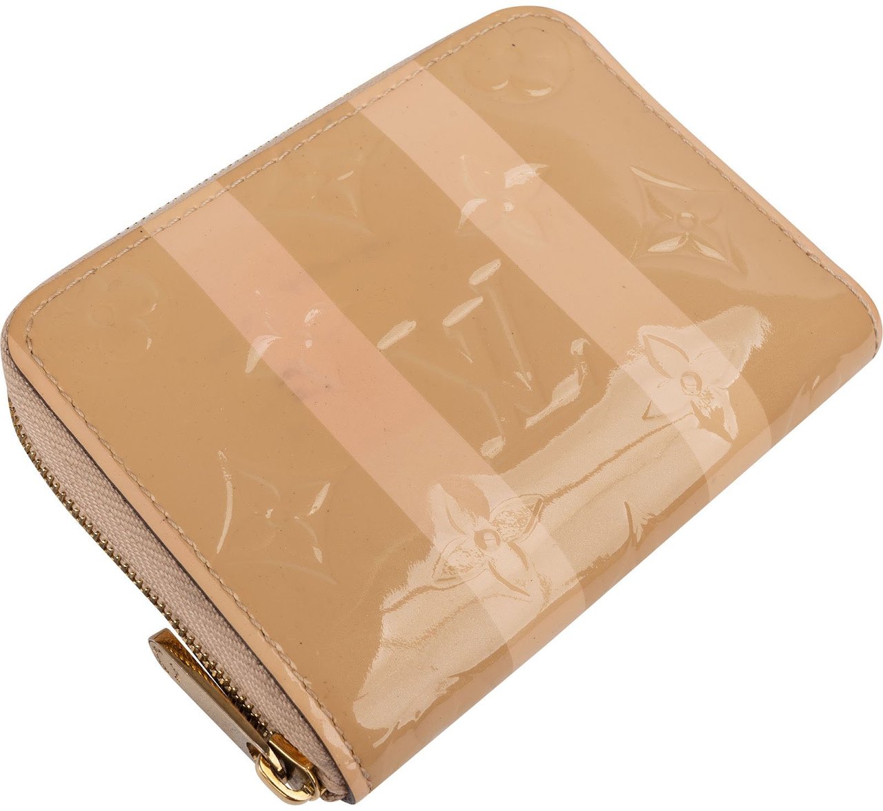 Louis Vuitton Monogram Vernis Rayures Striped Zippy Coin Wallet Beige