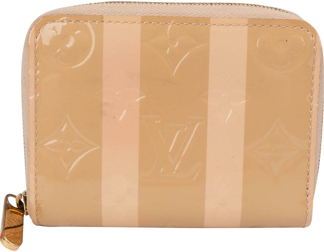 Louis Vuitton Monogram Vernis Rayures Striped Zippy Coin Wallet Beige