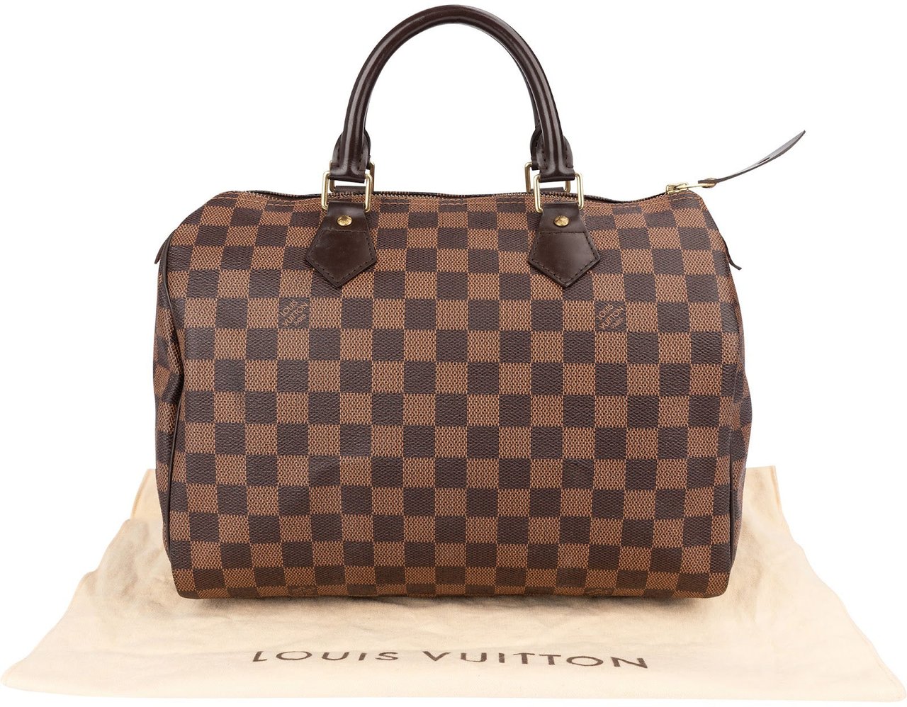 Louis Vuitton Monogram Damier Ebene Speedy 30 Handbag Bruin