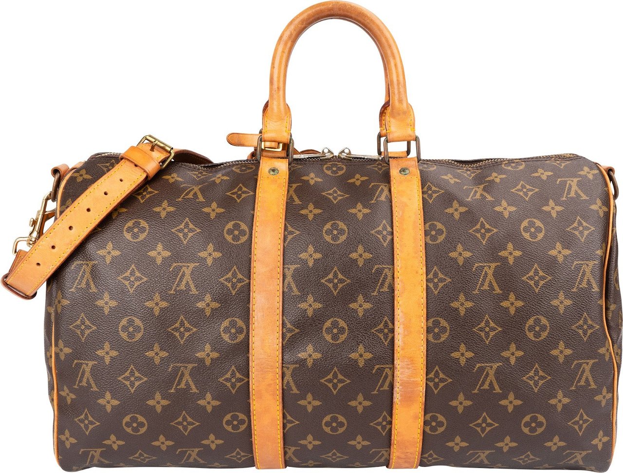 Louis Vuitton Monogram Canvas Keepall 45 Bandoulière Travel Bag Bruin