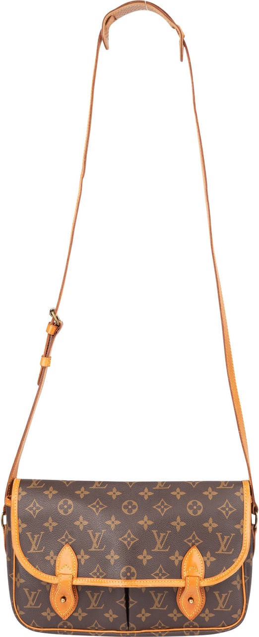 Louis Vuitton Canvas Monogram Gibeciere MM Crossbody Bag Bruin