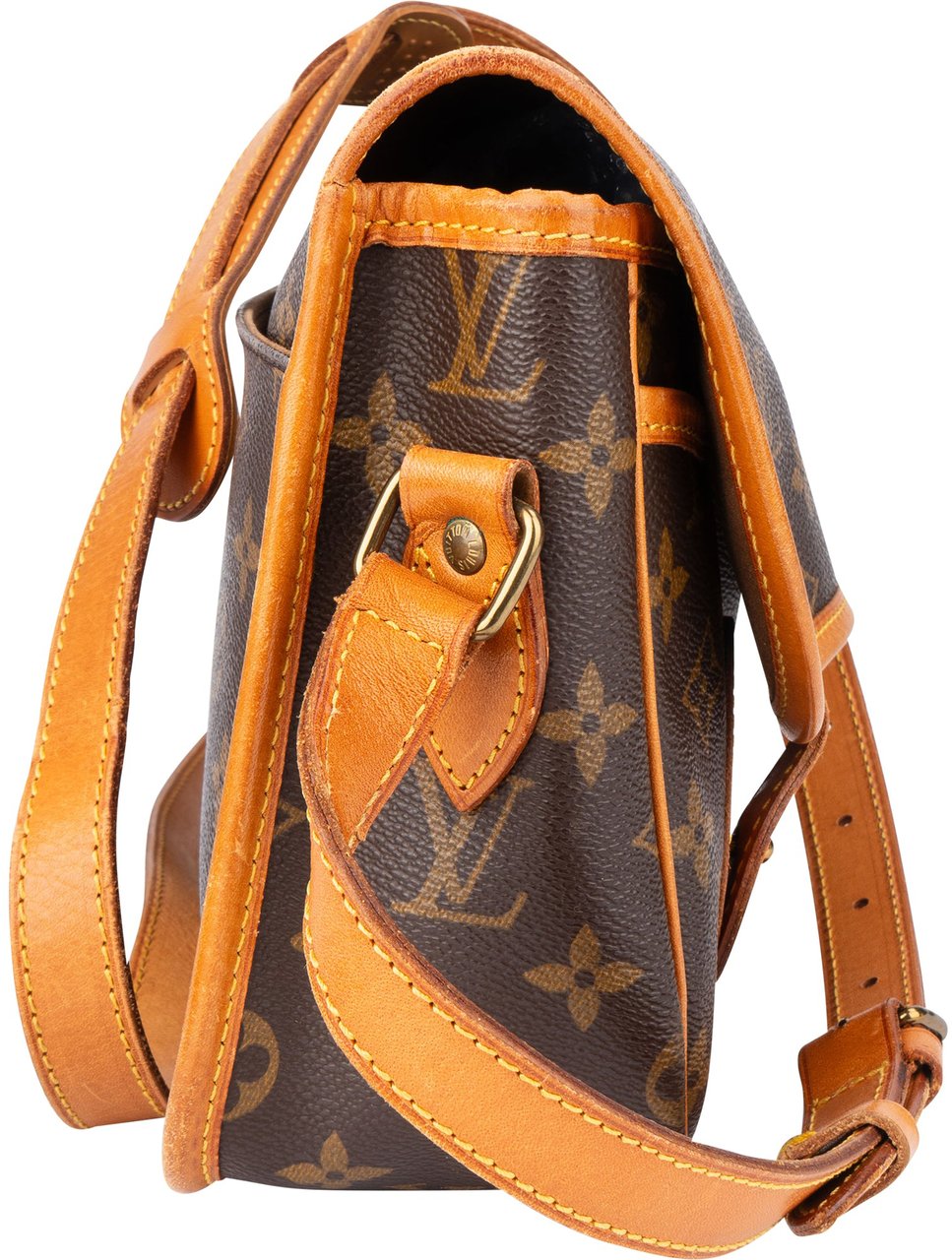 Louis Vuitton Canvas Monogram Gibeciere MM Crossbody Bag Bruin