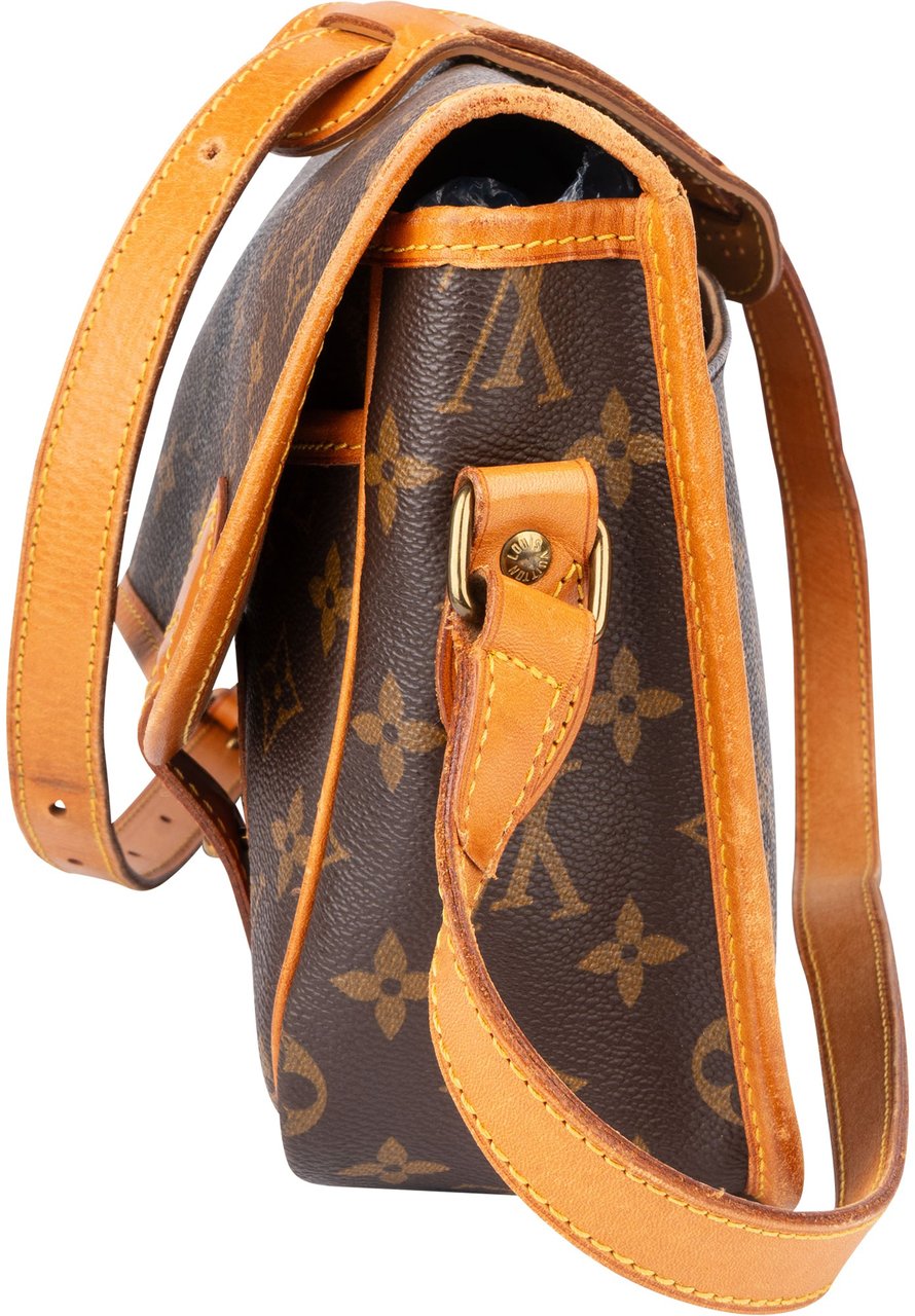 Louis Vuitton Canvas Monogram Gibeciere MM Crossbody Bag Bruin