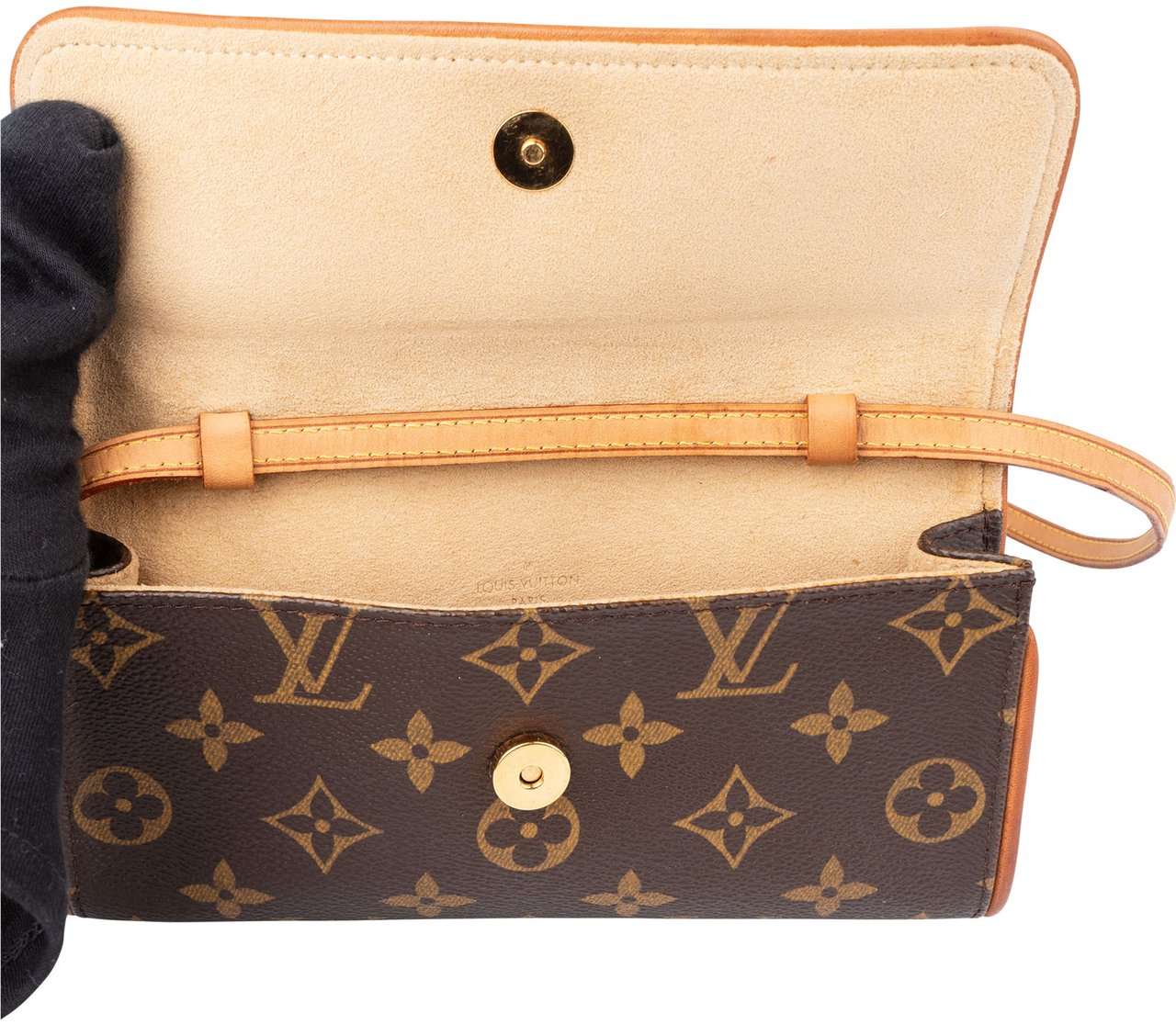 Louis Vuitton Louis Vuitton Canvas Monogram Pochette Twin PM Crossbody Bag Bruin