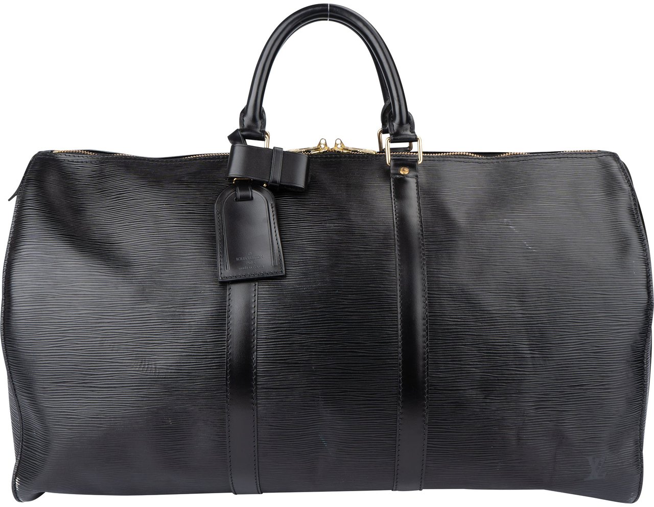 Louis Vuitton Louis Vuitton Noir Epi Leather Keepall 50 Zwart