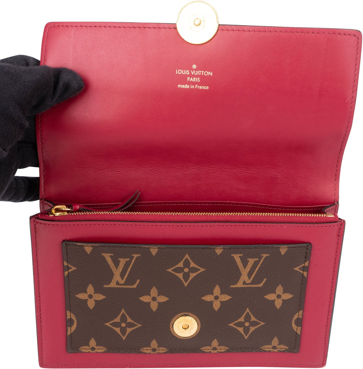 Louis Vuitton Canvas Monogram Flore Wallet On Chain Crossbody Bag Bruin