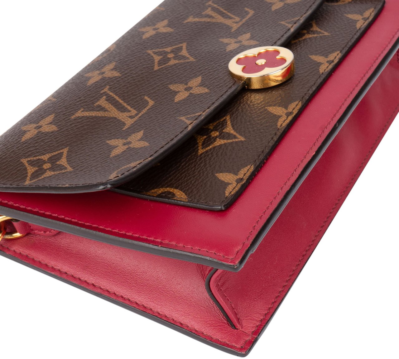 Louis Vuitton Canvas Monogram Flore Wallet On Chain Crossbody Bag Bruin