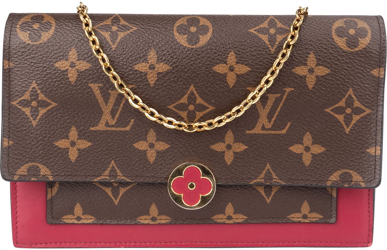 Louis Vuitton Canvas Monogram Flore Wallet On Chain Crossbody Bag Bruin