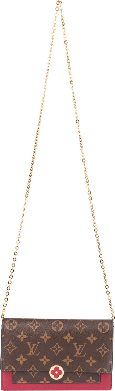 Louis Vuitton Canvas Monogram Flore Wallet On Chain Crossbody Bag Bruin