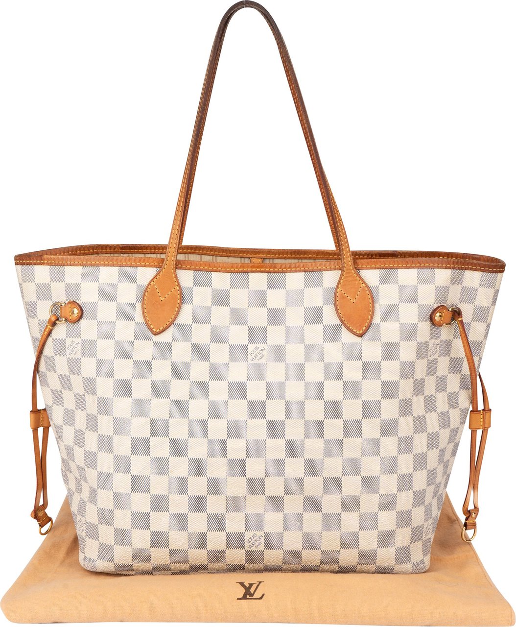 Louis Vuitton Louis Vuitton Damier Azur Monogram Neverfull MM Shopper Handbag Wit