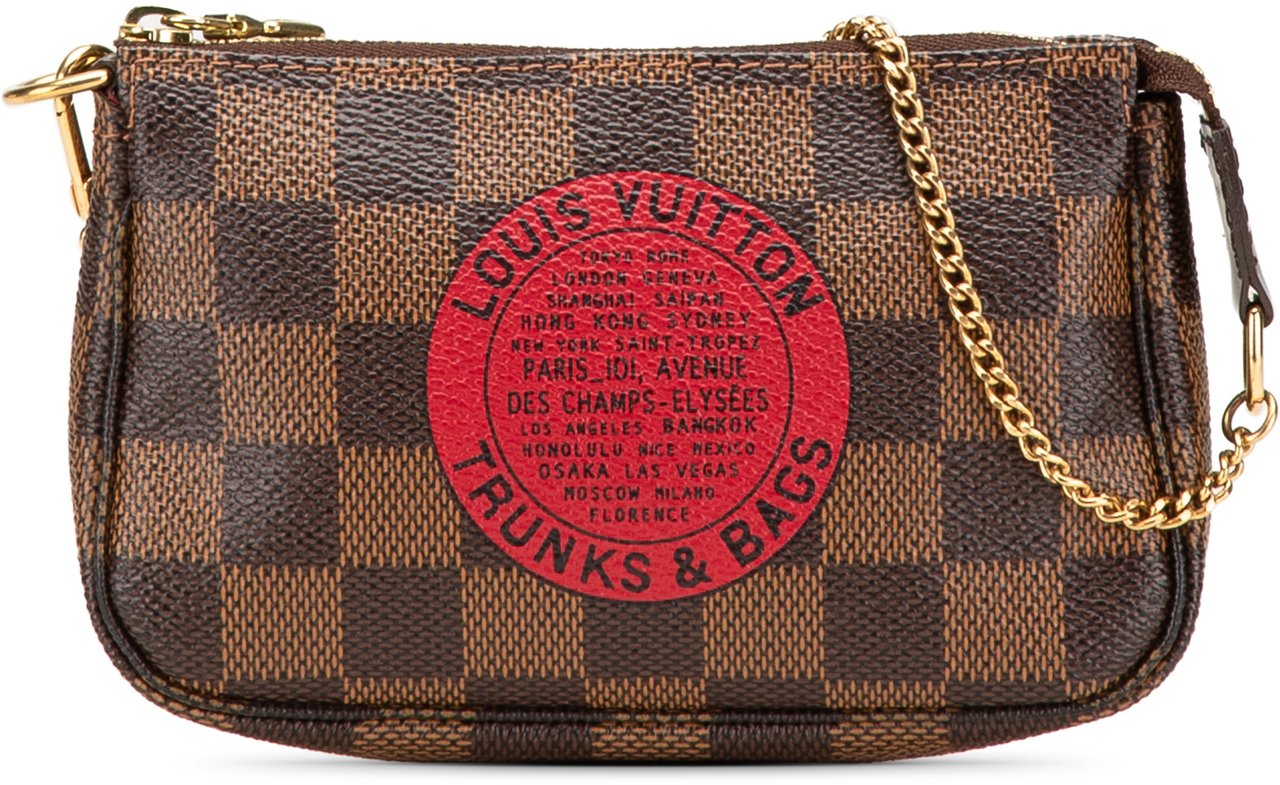Louis Vuitton Damier Ebene Trunks and Bags Mini Pochette Accessoires Bruin