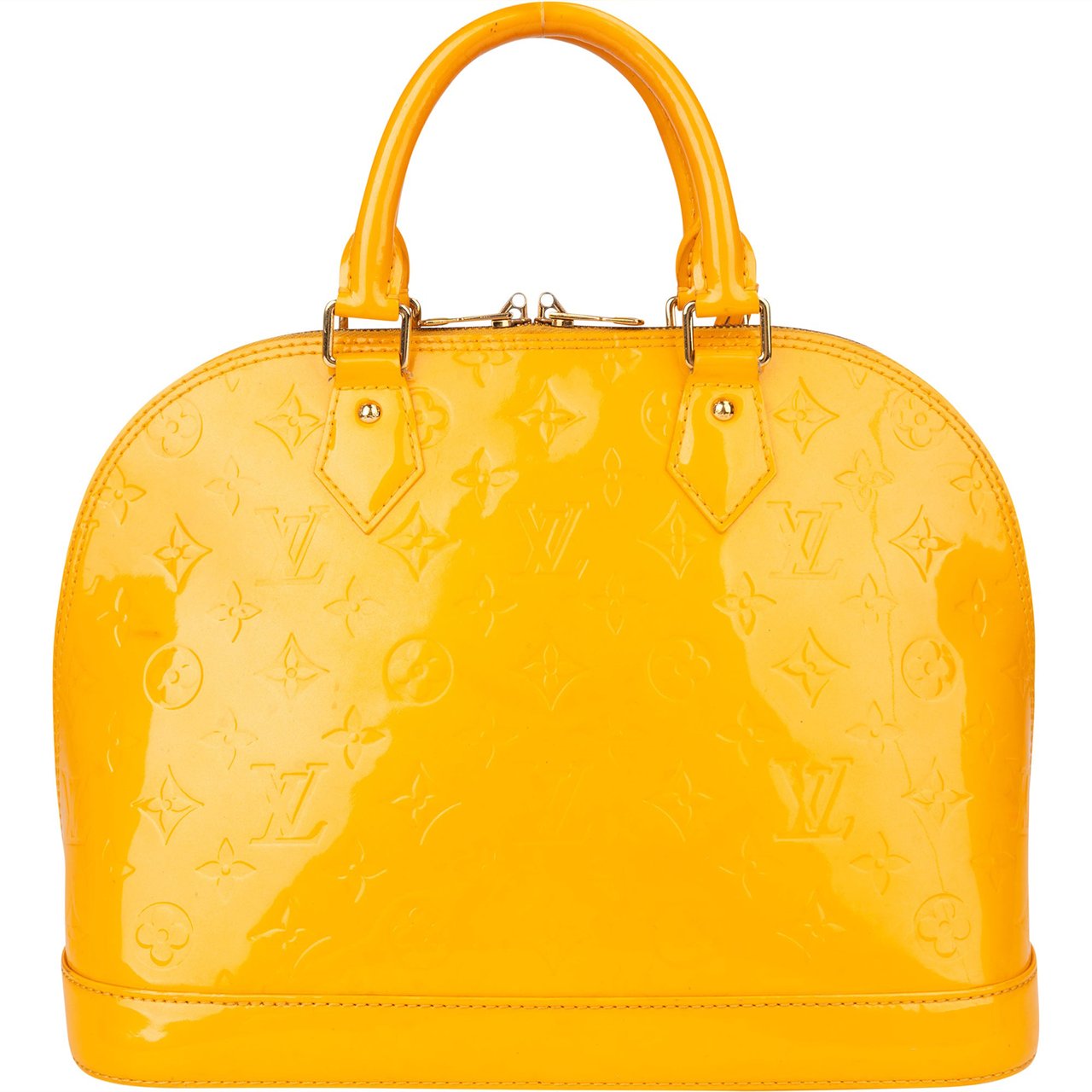 Louis Vuitton Louis Vuitton Yellow Vernis Monogram Alma PM Handbag Geel