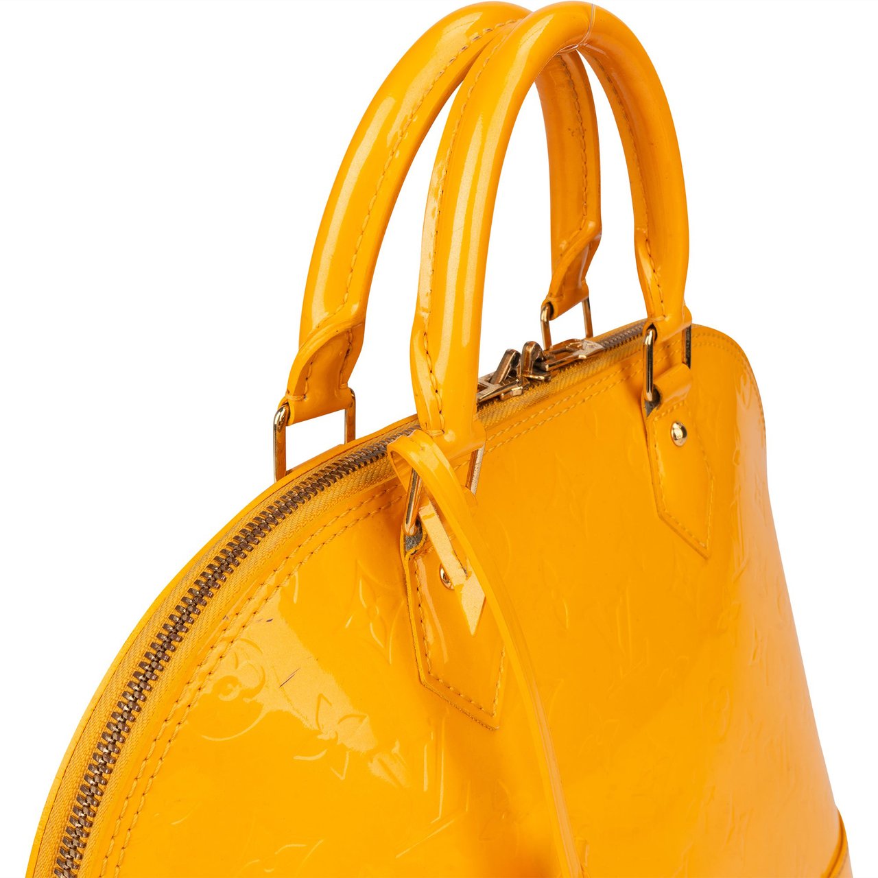 Louis Vuitton Louis Vuitton Yellow Vernis Monogram Alma PM Handbag Geel