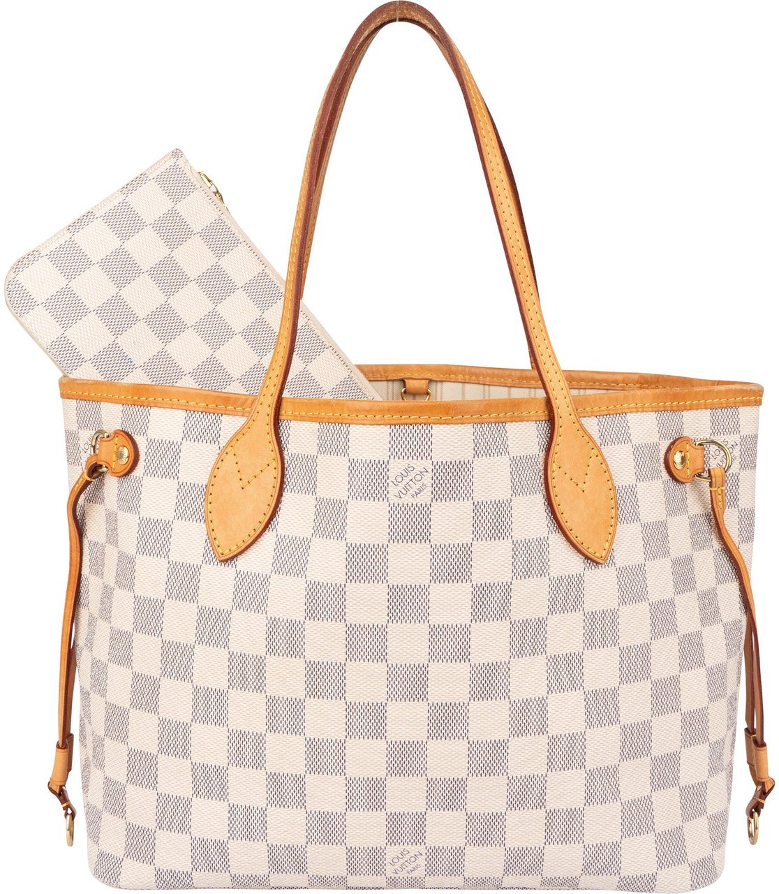 Louis Vuitton Louis Vuitton Damier Azur Monogram Neverfull PM Handbag Wit