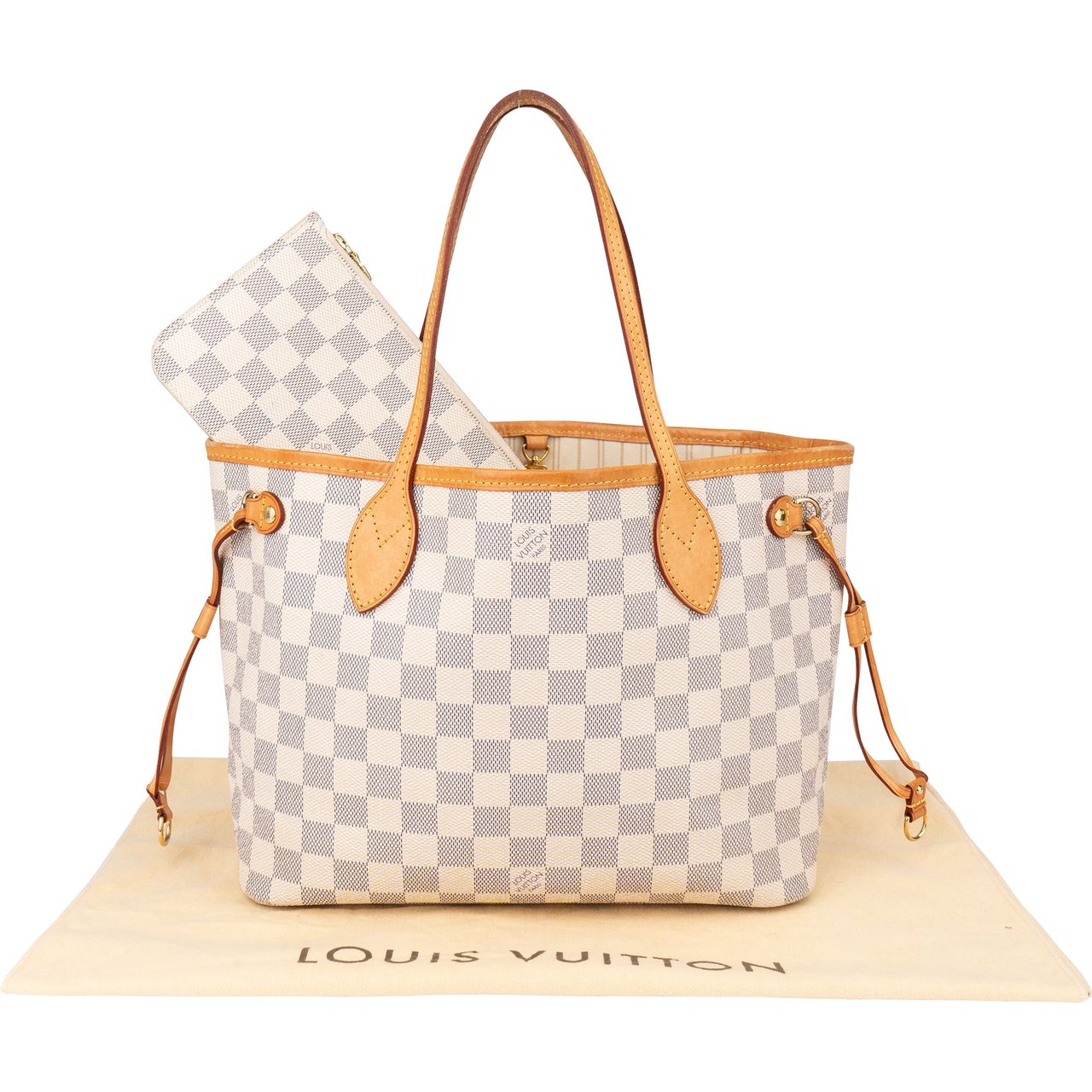 Louis Vuitton Louis Vuitton Damier Azur Monogram Neverfull PM Handbag Wit