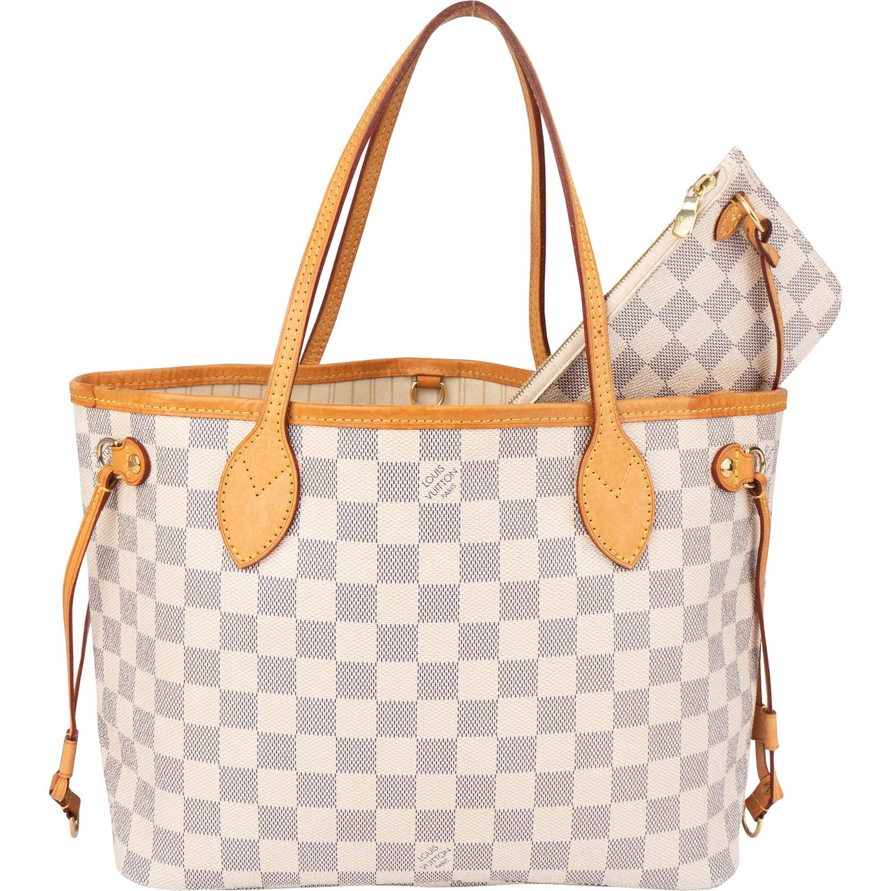 Louis Vuitton Louis Vuitton Damier Azur Monogram Neverfull PM Handbag Wit