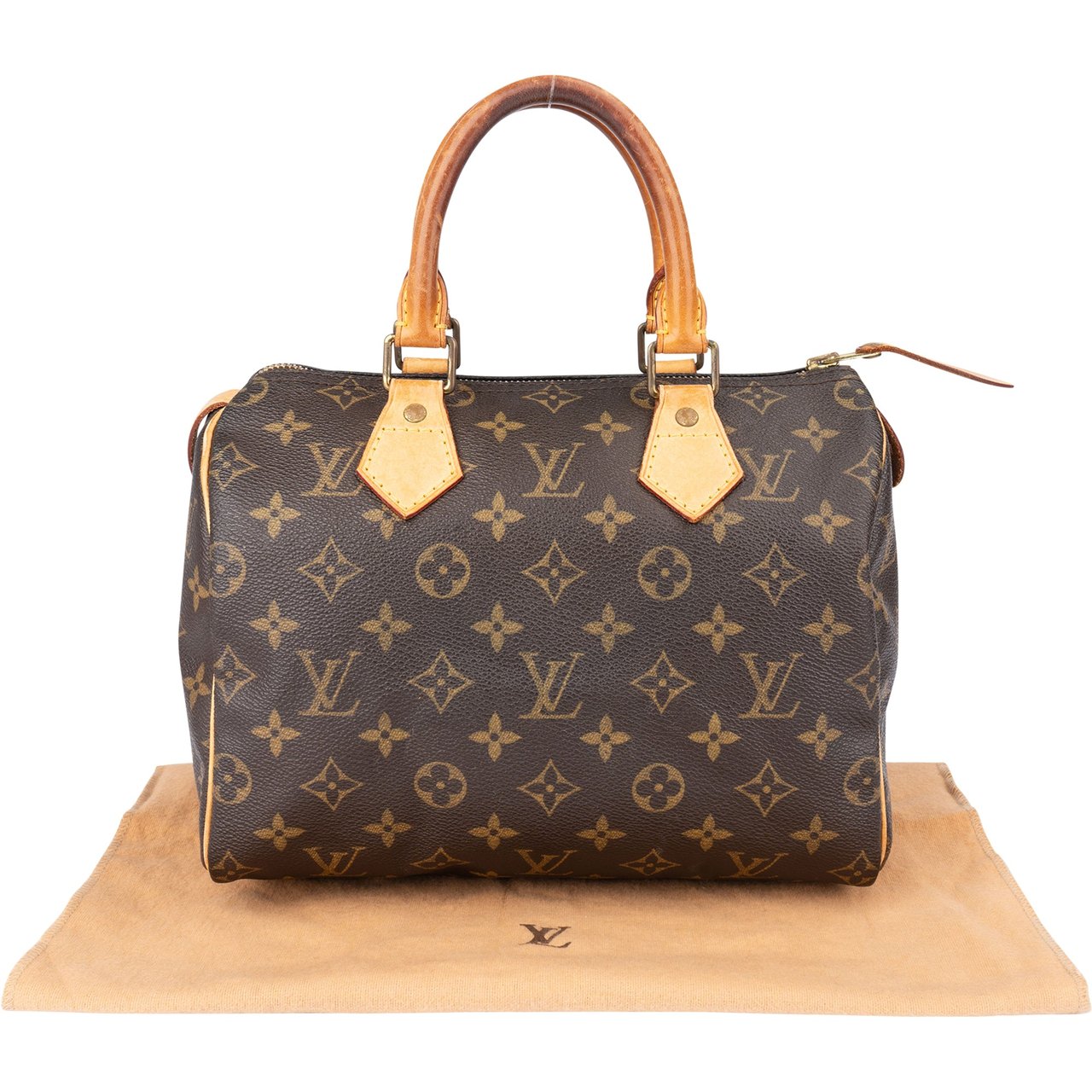 Louis Vuitton Louis Vuitton Canvas Monogram Speedy 25 Handbag Bruin