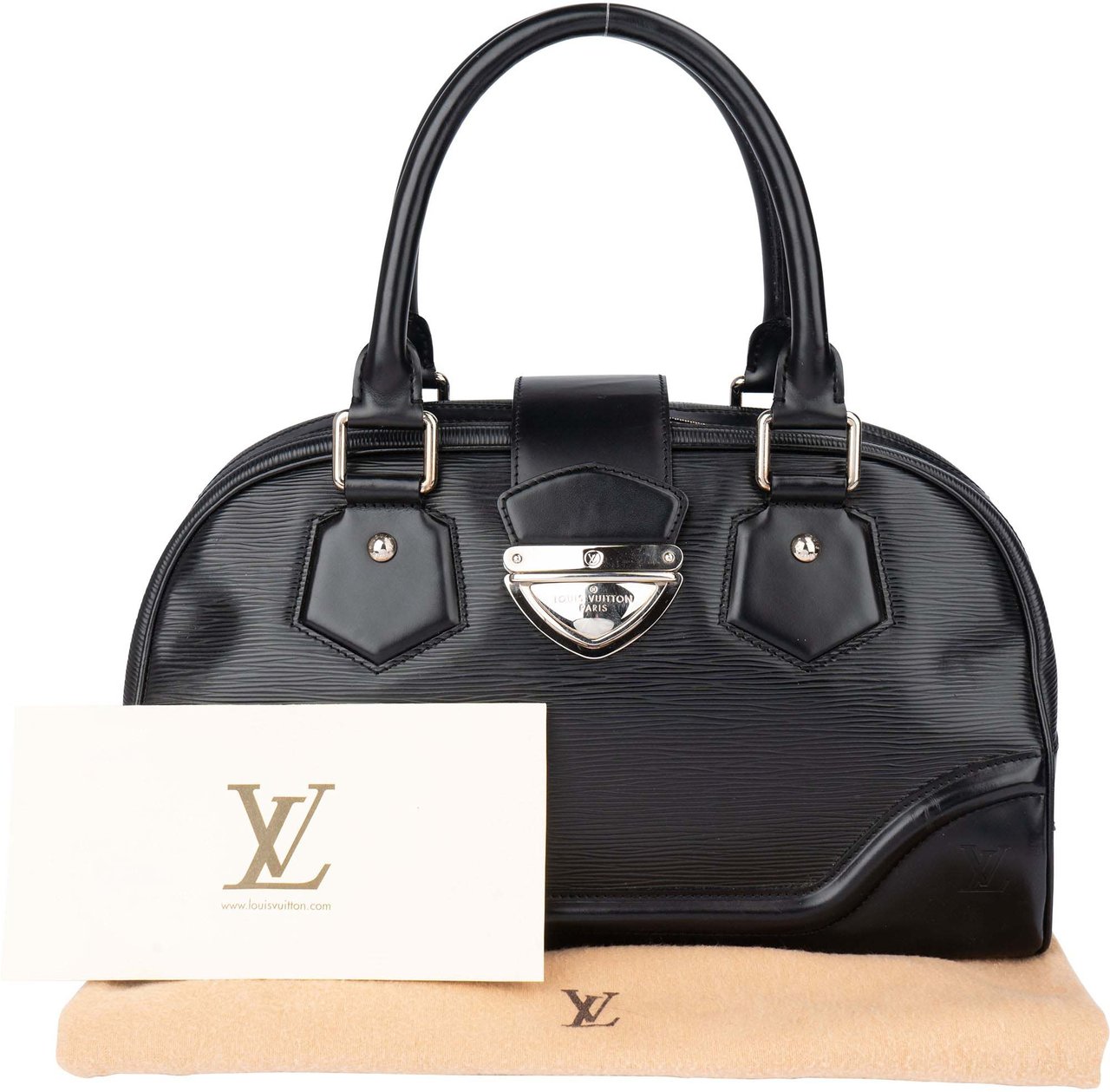 Louis Vuitton Noir Epi Leather Montaigne GM Handbag Zwart