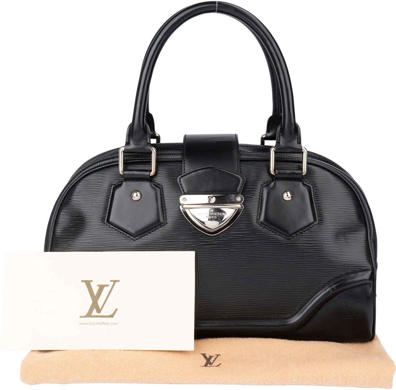 Louis Vuitton Louis Vuitton Noir Epi Leather Montaigne GM Handbag Zwart
