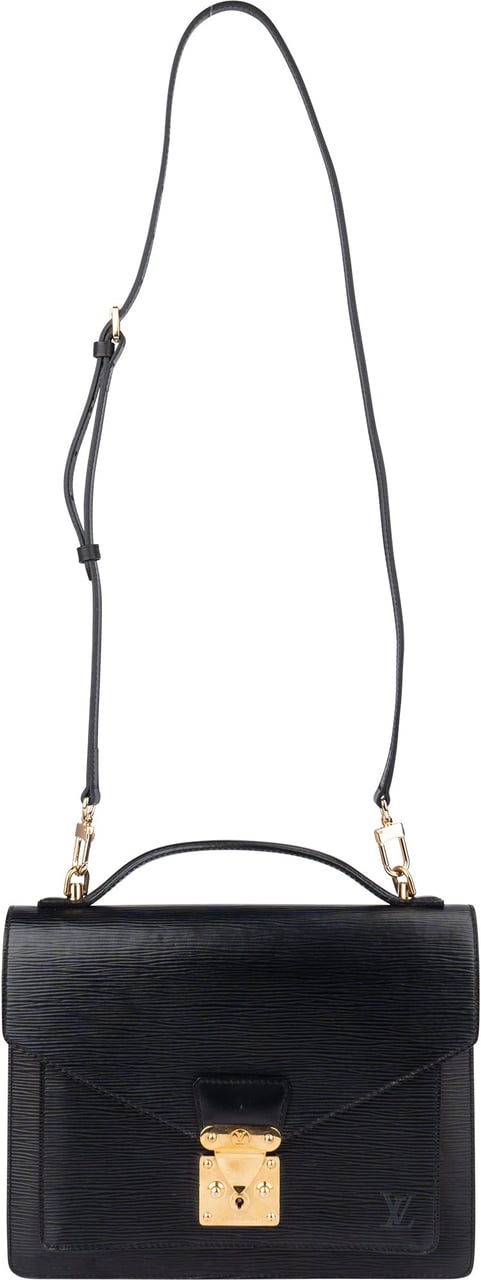Louis Vuitton Louis Vuitton Noir Epi Leather Monceau Handbag Zwart