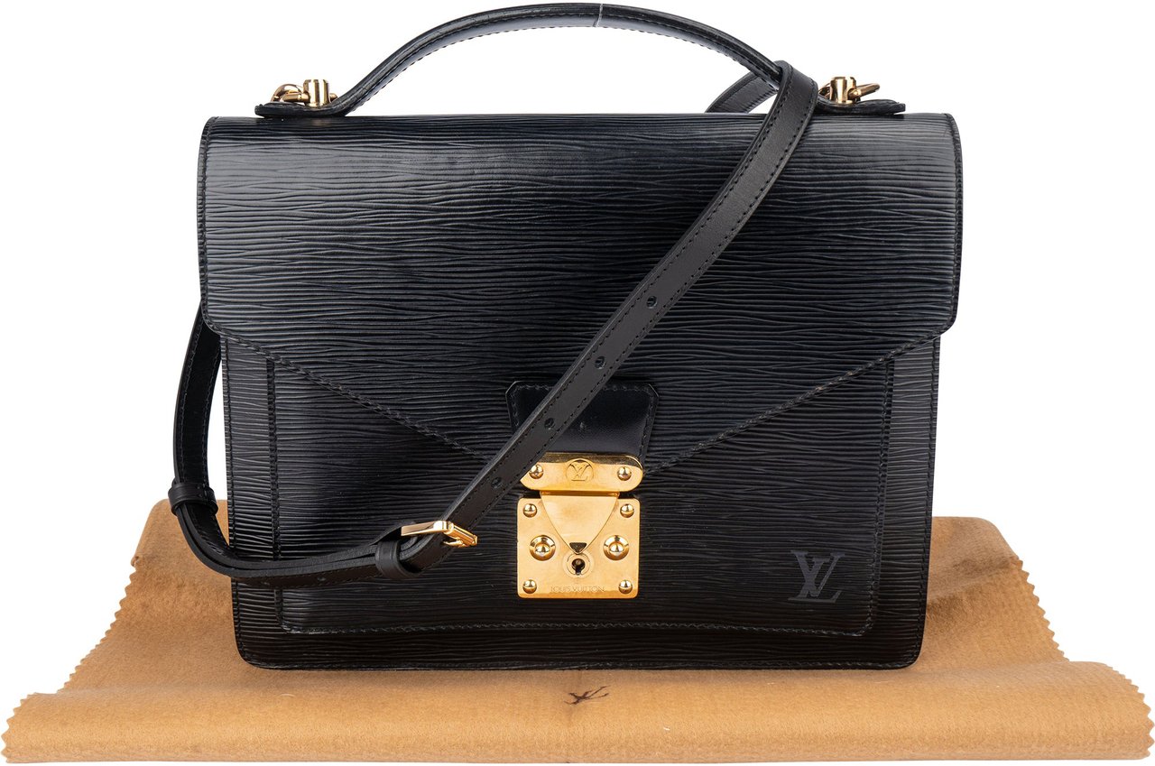 Louis Vuitton Louis Vuitton Noir Epi Leather Monceau Handbag Zwart