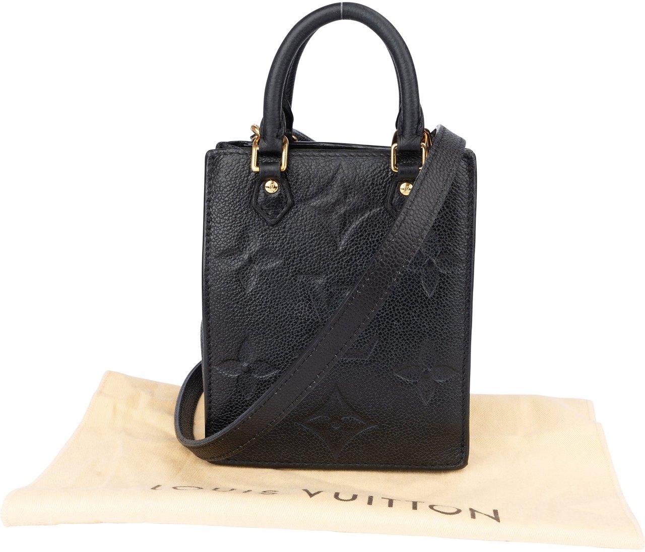 Louis Vuitton Louis Vuitton Leather Empreinte Monogram Sac Plat Petit Handbag Zwart