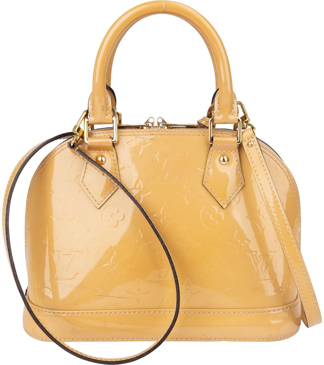Louis Vuitton Louis Vuitton Yellow Vernis Monogram Alma BB Handbag Geel