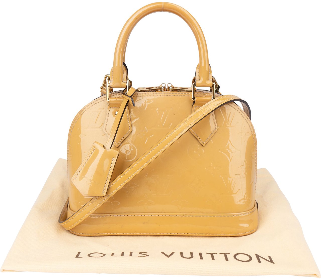 Louis Vuitton Louis Vuitton Yellow Vernis Monogram Alma BB Handbag Geel