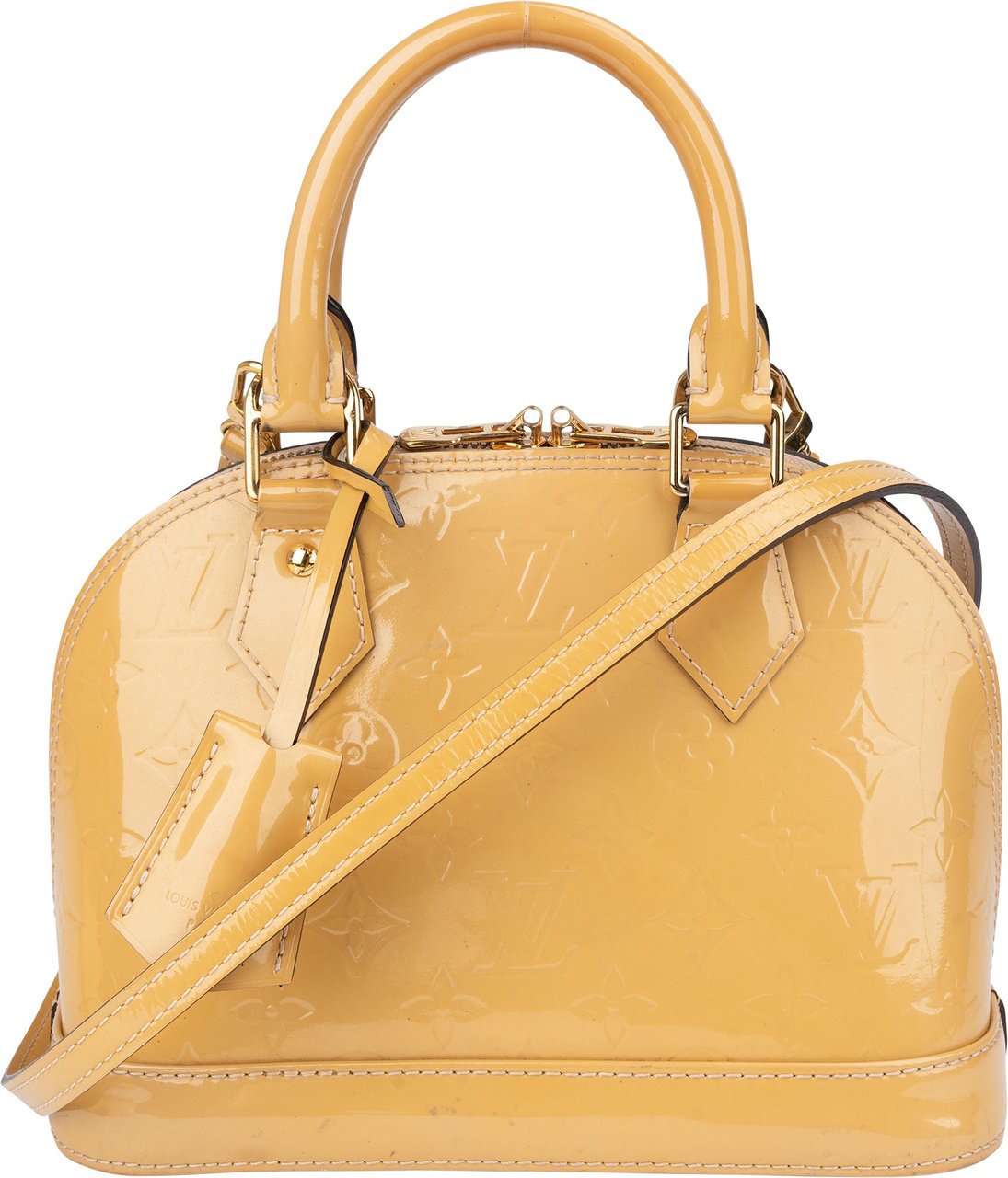 Louis Vuitton Louis Vuitton Yellow Vernis Monogram Alma BB Handbag Geel