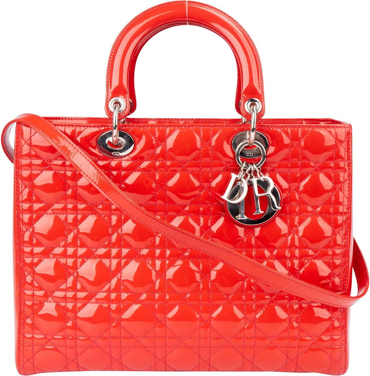 Louis Vuitton Louis Vuitton Red Patent Leather Lady Dior Handbag Rood